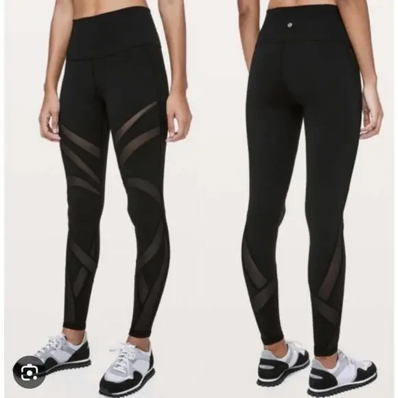 Lululemon X Wunder Under Ultra High Rise Mesh Workout Leggings, Size 14, Black - Picture 2 of 7